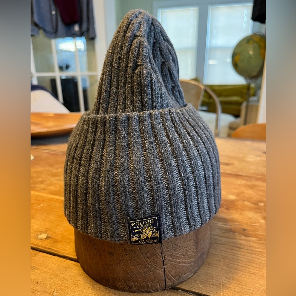 vintage polo gray wool blend beanie